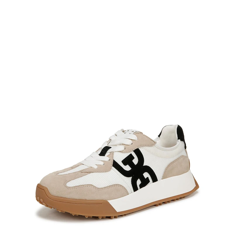 Sam Edelman Langley 3 Lace-Up Trainers for Women - Medium Fit White/Tan UK 6