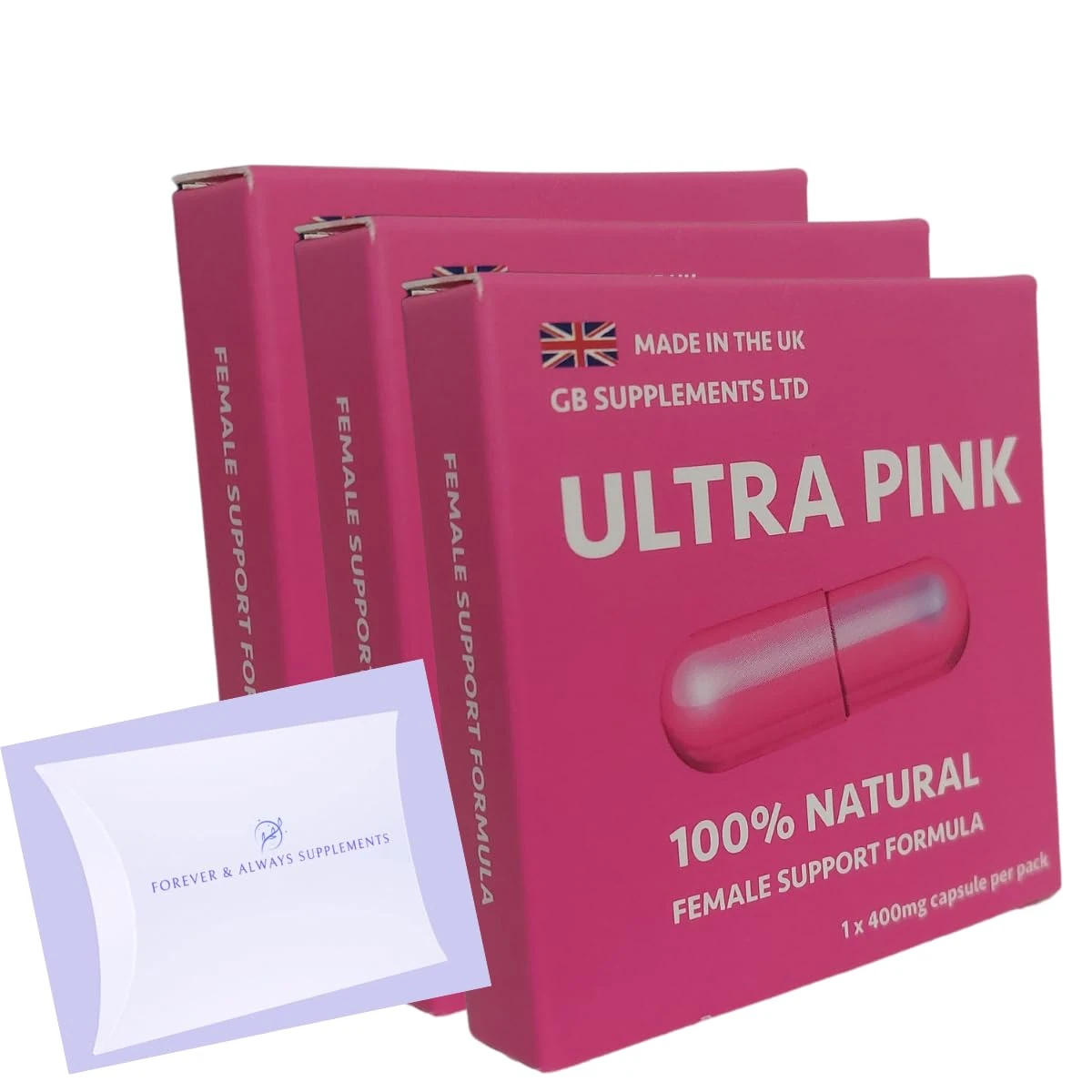 3 x Ultra Pink 400mg Sex Tablets for Women Bundle! 100% Natural Female Libido, Sex Drive & Enhancement Supplement! Contains Maca, Ginseng