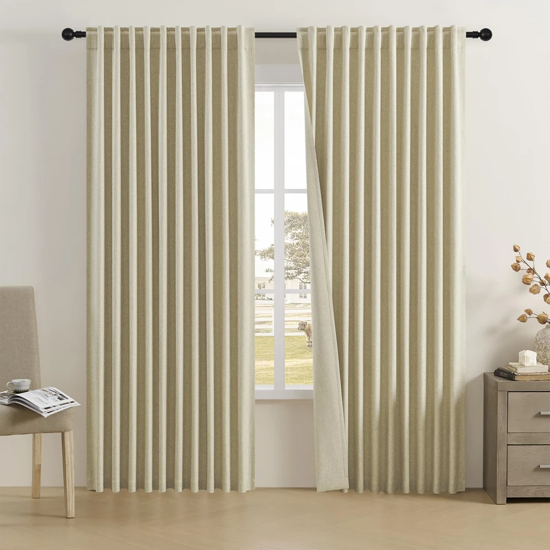 DUALIFE 84 Inch Wide Blackout Curtains -96 Inch Wide Vertical Backdrop Drapes for Sliding Glass Patio Door,High Ceiling Curtains,Room Darkening Bedroom Draperies for Living Room W84 x L96 Inch,2 Pcs