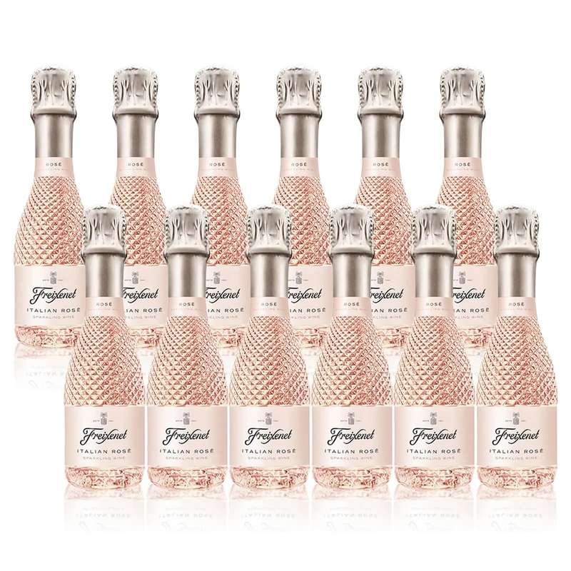 Freixenet Italian Sparkling Rosé Wine Mini Bottles (12 x 20cl) Elegant Blush Rosé (ABV 11.0%) Fruity Sparkling Wine Gift Set for Women | Iconic Pink Fizz | Rose Wine Case of 12 | Made in Italy
