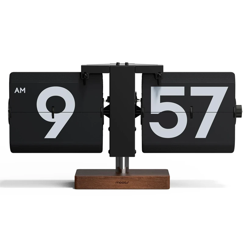 Classic Modern Wood Big Flip Clock (Black) - Image 1