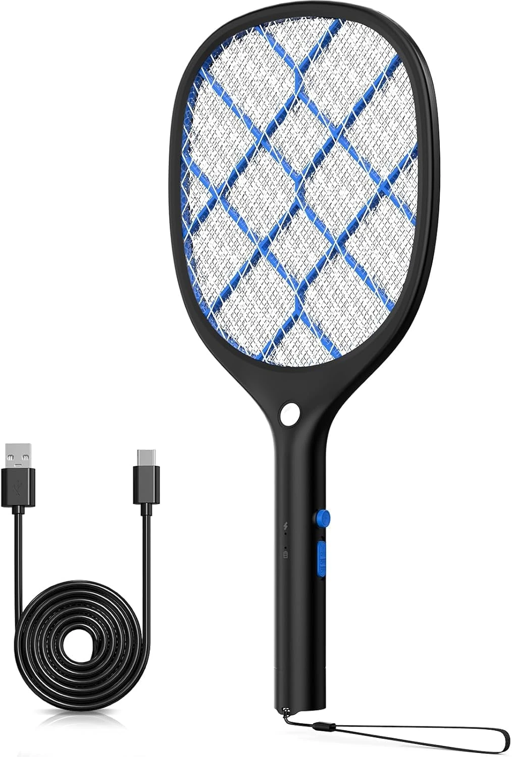 YISSVIC Electric Fly Swatter 4000V Bug Zapper Racket Rechargeable Mosquito Insect Fly Killer Electric 3 Layers Mesh with Type-C Cable for Indoor Outdoor