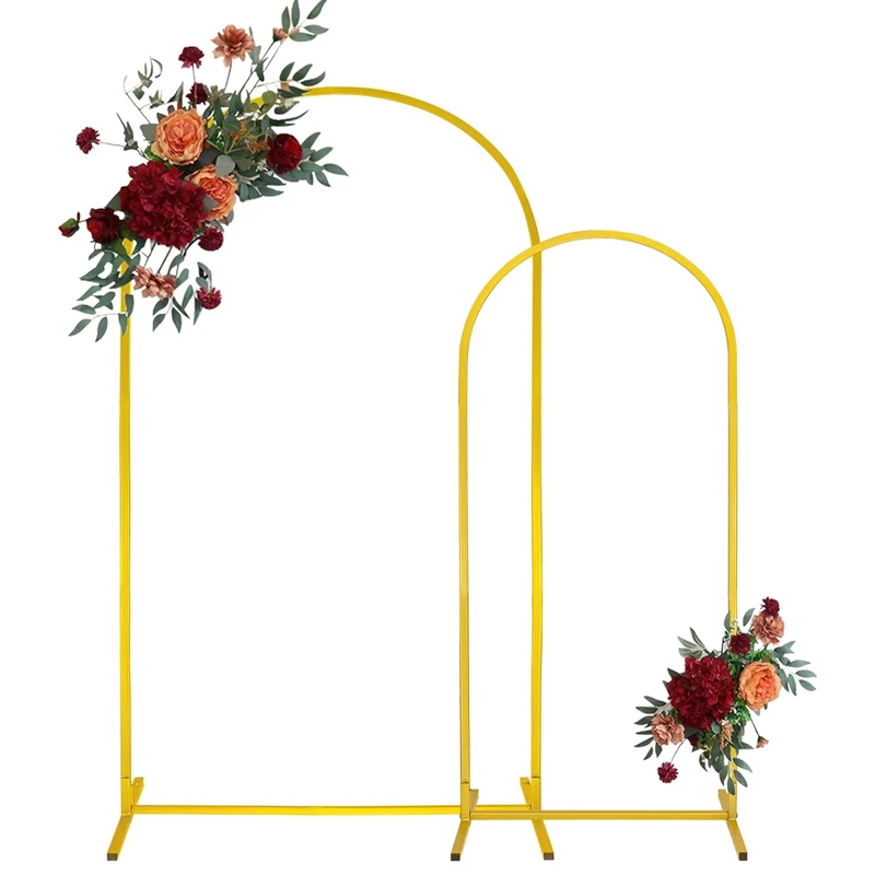 Gold Metal Arch Backdrop Stand 2 Set 7.2FT, 6FT Wedding Arch Stand Arched Door Frame for Birthday Party Baby Shower Ceremony Indoor Outdoor Celebration Decor (7.2FT, 6FT)