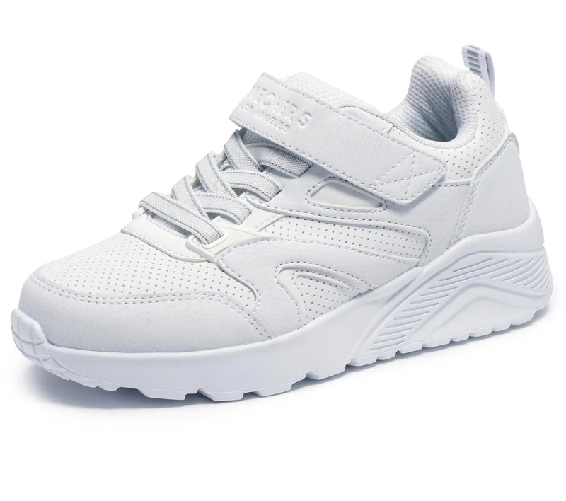 Skechers Boy's Uno Lite Echo Surge Sneakers, White Synthetic/White Trim, 1.5 UK Child