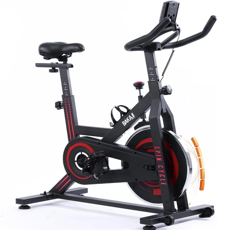 BAKAJI Spinning Bike with LCD Display Monitoring Time, Calories, Distance Bike Training Fitness Gym with Adjustable Padded Seat Ideal Cardio, Legs, Belly, Hips, Home Gym