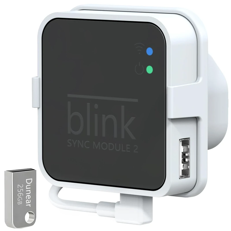 256GB USB Flash Drive and Outlet Mount for Blink Sync Module 2, No-Drilling - Save Space - Easy Move Mount Bracket for Blink Outdoor Indoor Security Camera, with Short Cable