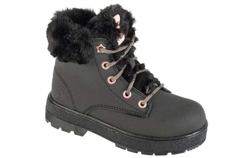 Skechers Girl's Street Glitz Sneakers, Black Synthetic/Rose Gold Trim, 2.5 UK Child