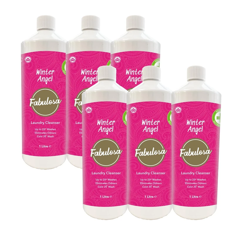 Fabulosa Antibacterial Freshening Laundry Cleanser Washing Disinfectant Liquid, Winter Angel, 1L, Pack of 6