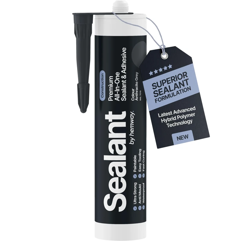 Anthracite Grey Construction Sealant & Adhesive All-In-One Hybrid Polymer | Superior to Silicone Sealant | Waterproof, Odourless, Anti-Mould, Paintable | Kitchen Bathroom Outdoor - 300 ml 1 Pack