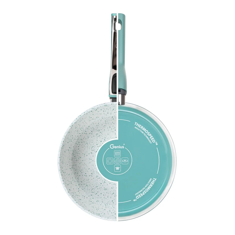 Genius Cerafit Revolution Frying Pan 28 cm, Ceramic Non-Stick Coating, PFAS Free Frying Pan with Glass Lid, Removable Handle, Suitable for All Hobs, Induction, Oven, Dishwasher Safe
