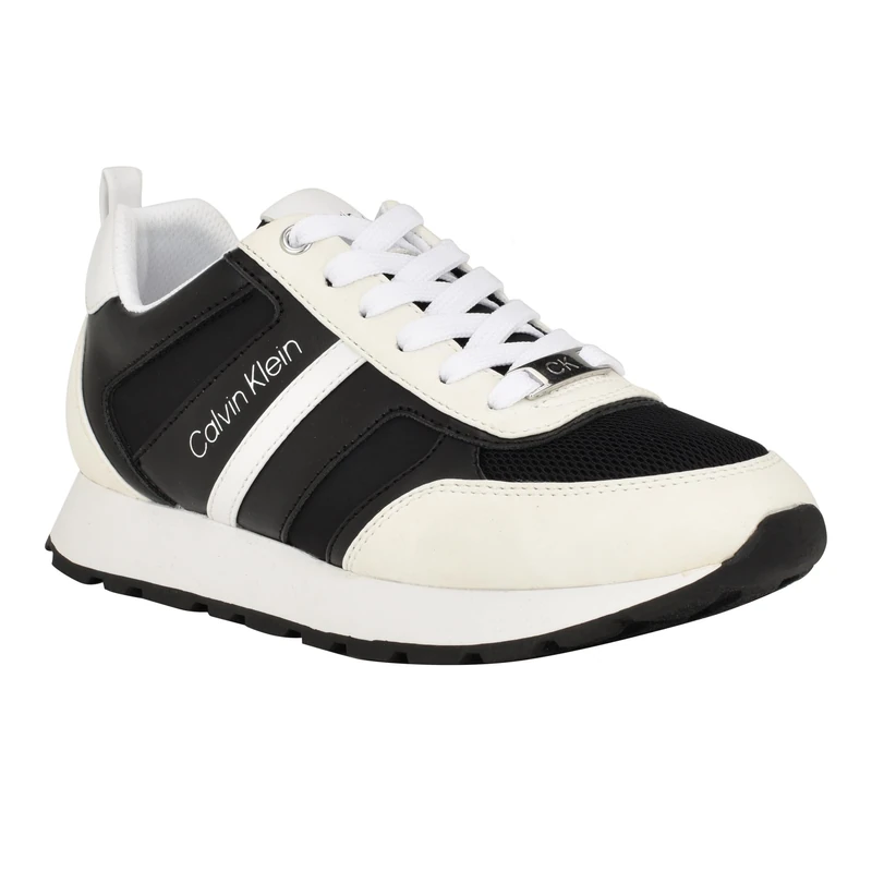 Calvin Klein Women's Carlla Sneaker, White/Black Multi 145, 4.5 UK