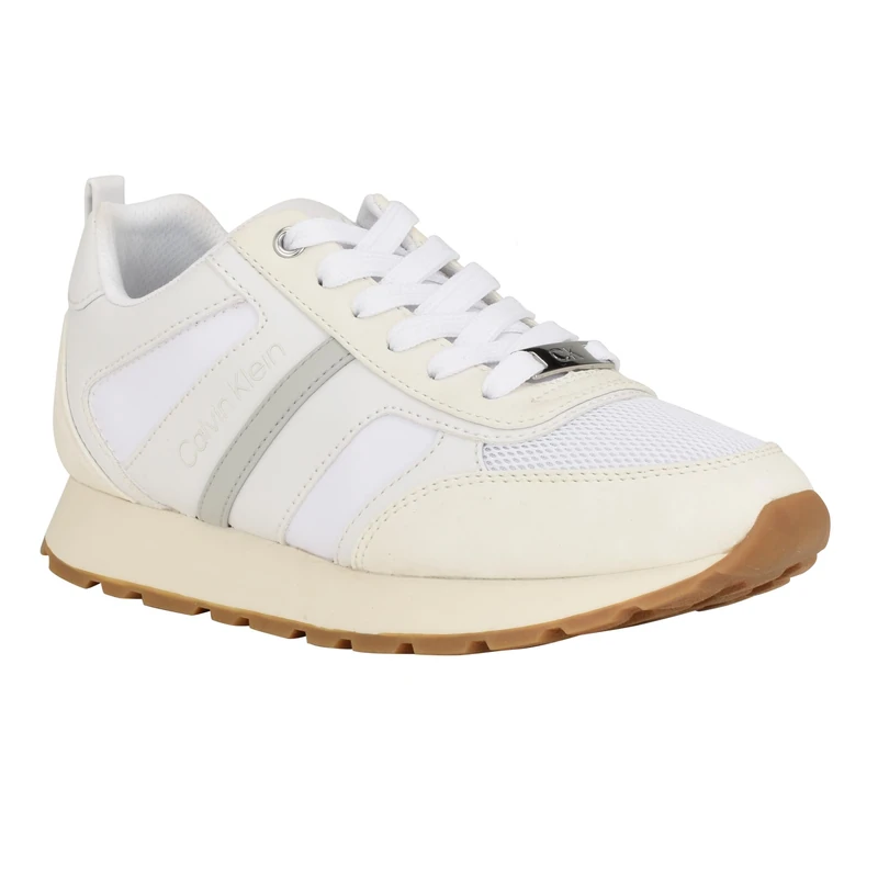 Calvin Klein Women's Carlla Sneaker, White/Beige Multi 144, 4 UK