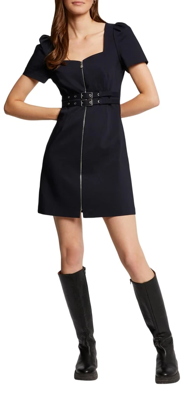 Morgan Short Dress Adjusted Zipped Marine 34 Navy