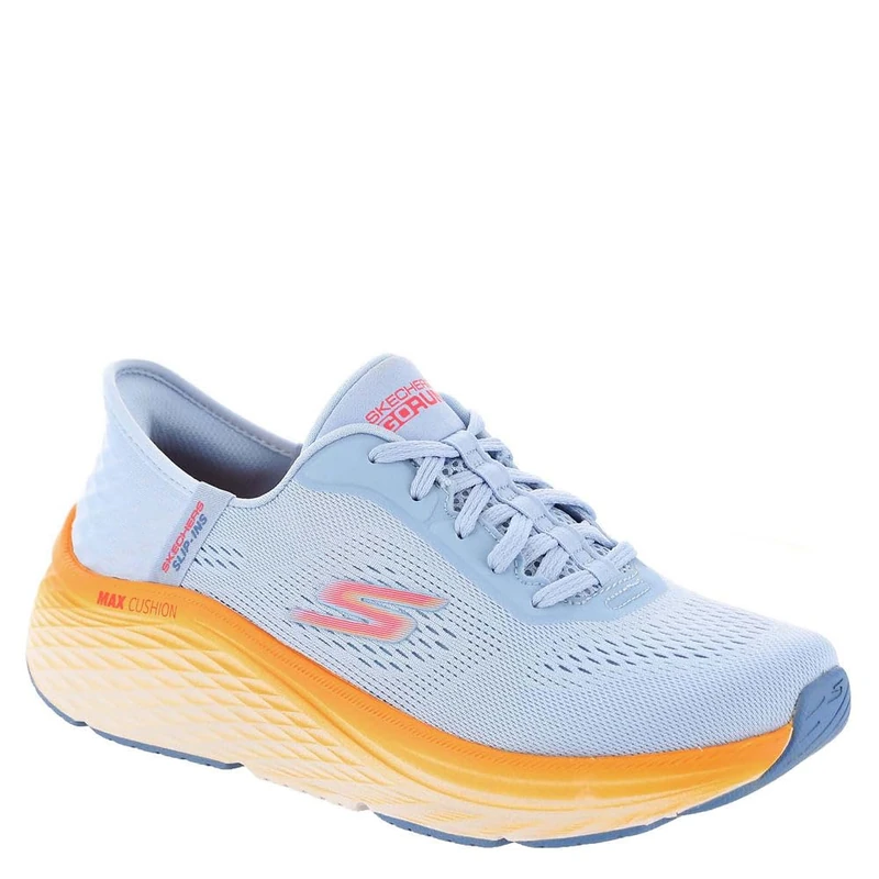 Skechers Women's Max Cushioning Elite 2.0 Solace, Hands-Free Slip-ins Sneaker, Blue/Orange, 3.5 UK