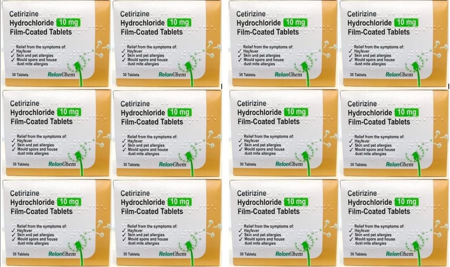 12 Months Supply Cetirizine Hayfever and Allergy Tablets 30 x 12 (30 Tablets/box)