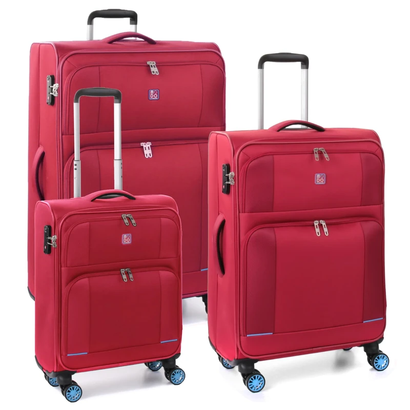 MODO BY RV RONCATO Star 2.0 Set of 3 Soft Trolley 4 Wheels with TSA, red, 78 x 46 x 30 cm, Set of 3 Soft suitcases
