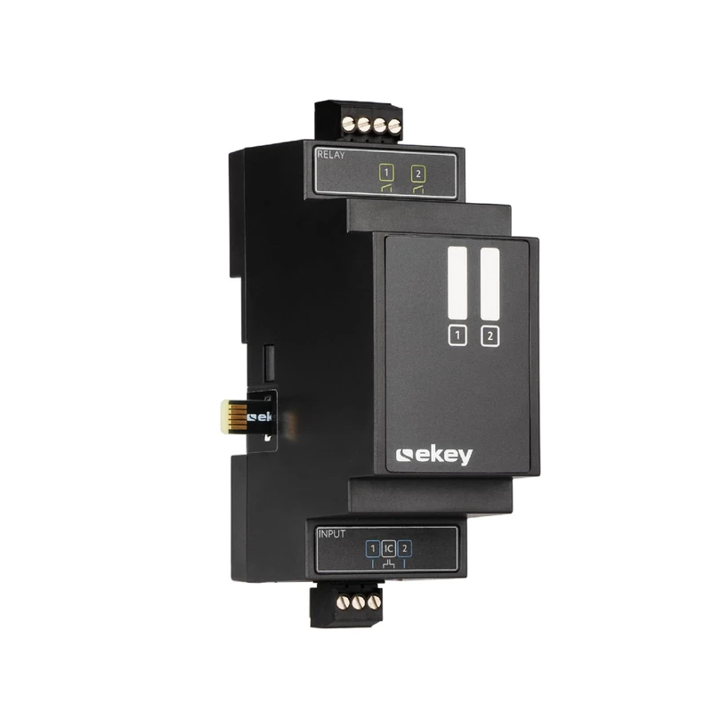 EKEY 203210 control unit extension module DRM 2 relays/inputs, for expanding relays and inputs of the control unit DRM, 0.8 W, 12-24 V, black - Image 1