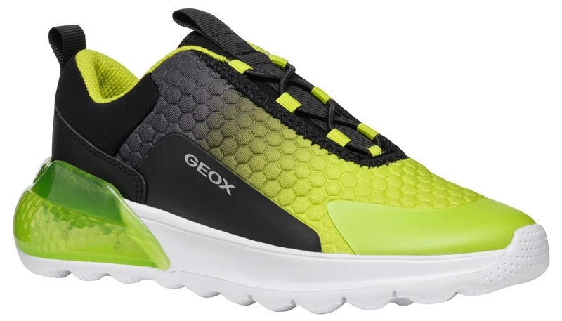 Geox Boys J Activart Illuminus Sneaker, Black Lime, 10 UK Child