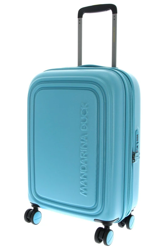 Mandarina Duck LOGODUCK + Trolley Cabin EXP, Aqua, Standard Size, Linea iconica di in policarbonato