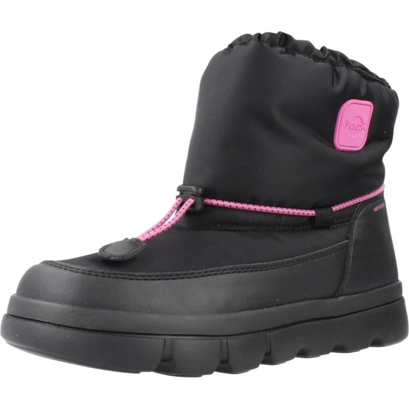 Geox J WILLABOOM GIRL B A, Snow Boot, BLACK/FUCHSIA,