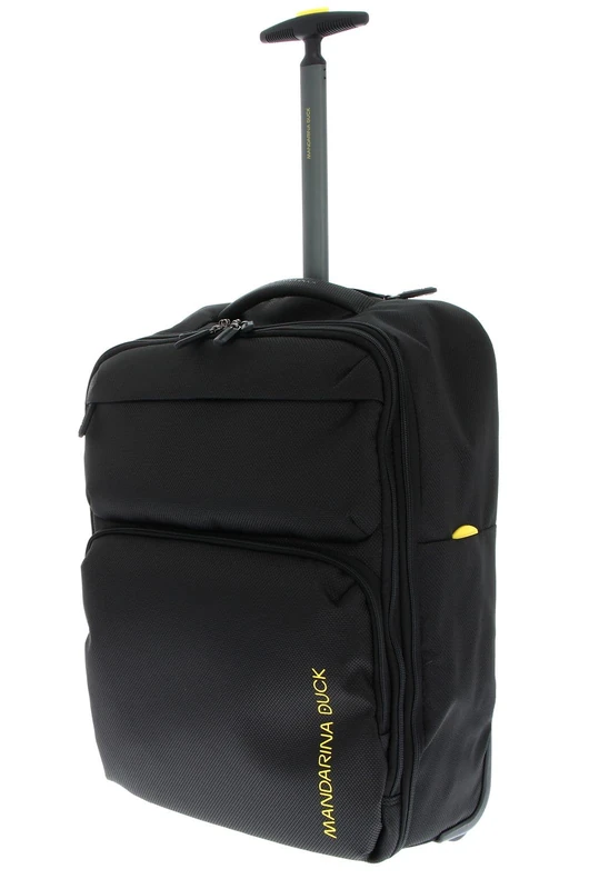 Mandarina Duck Zephyr Trolley Backpack, Black, 54 Centimeters x 20 Centimeters x 37 Centimeters, Trolley a Due ruote in Tessuto morbido ad effetto 3D