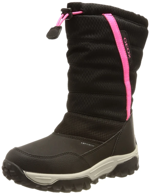 Geox J Himalaya Girl B AB Snow Boot, Black/Fuchsia, 5 UK Child