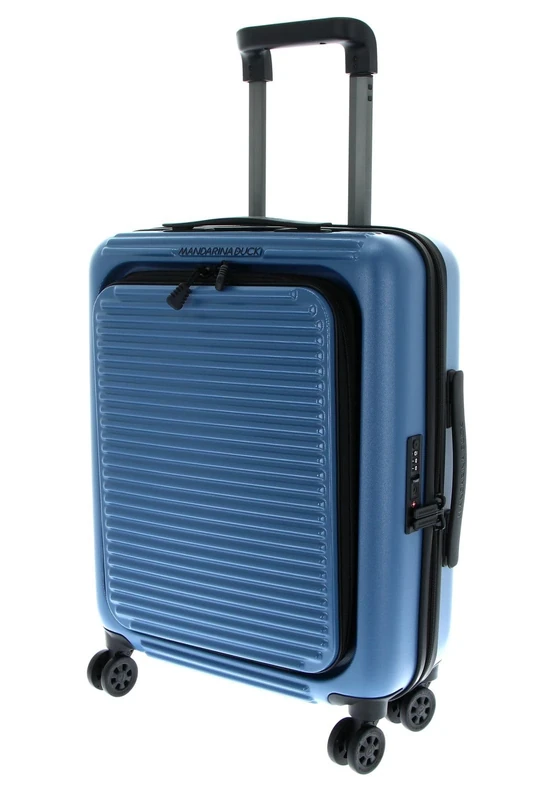 Mandarina Duck Unisex Tank Case Trolley Cabin W/Front Pocket Black P10fsv22 Luggage Suitcase, China Blue, Standard Size, Linea iconica di in policarbonato