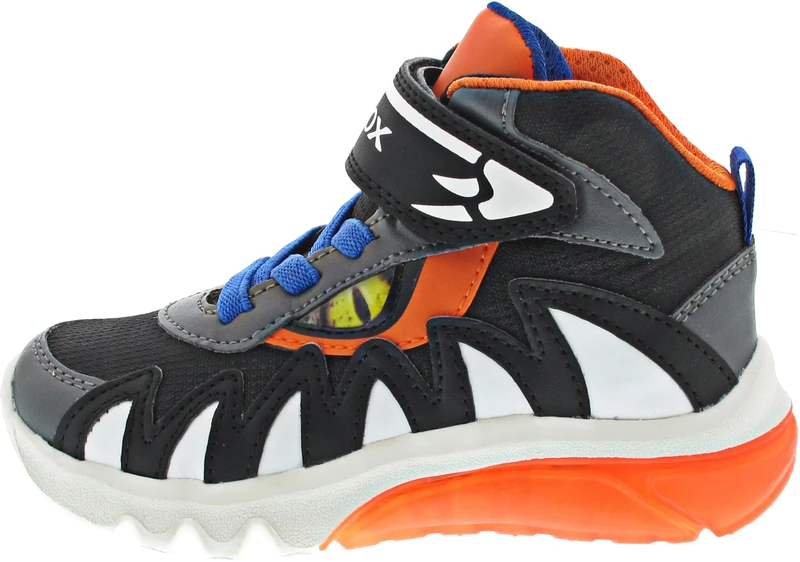 Geox J CIBERDRON BOY D Sneaker, Black/Orange, 6 UK Child
