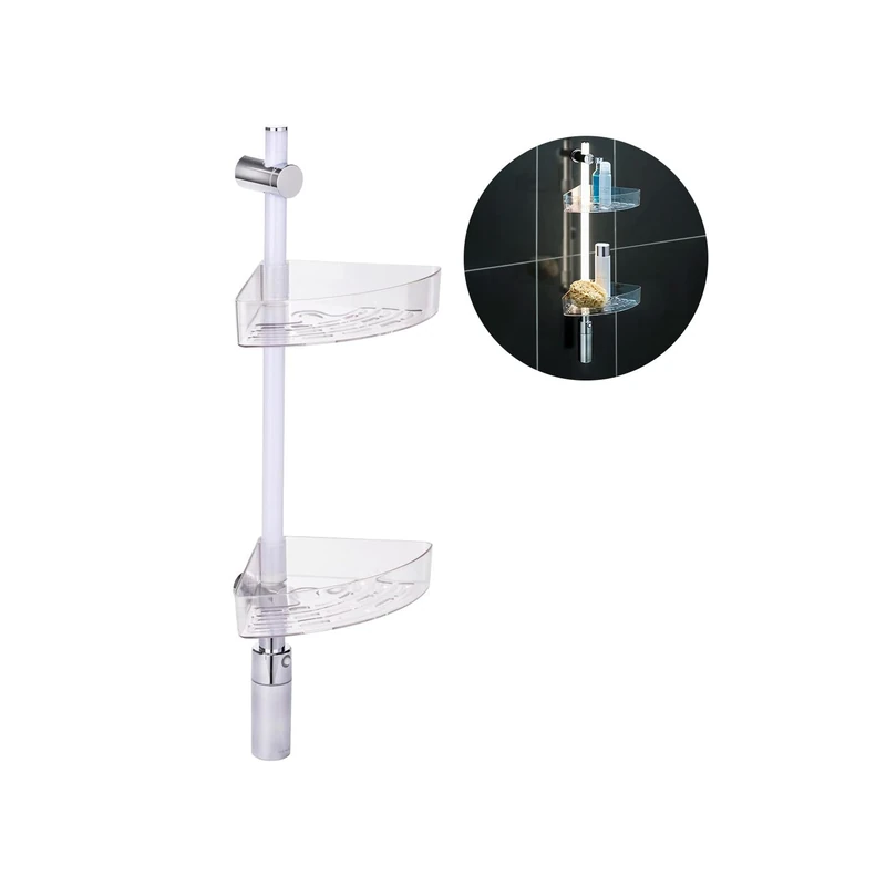 Avilia Corner Shower Shelf – Shower Shelf with LED Light, 74 cm, Transparent