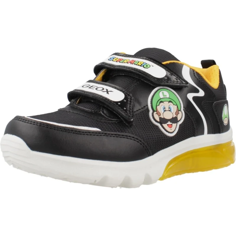 Geox J CIBERDRON BOY I Sneaker, Black/Yellow, 4.5 UK