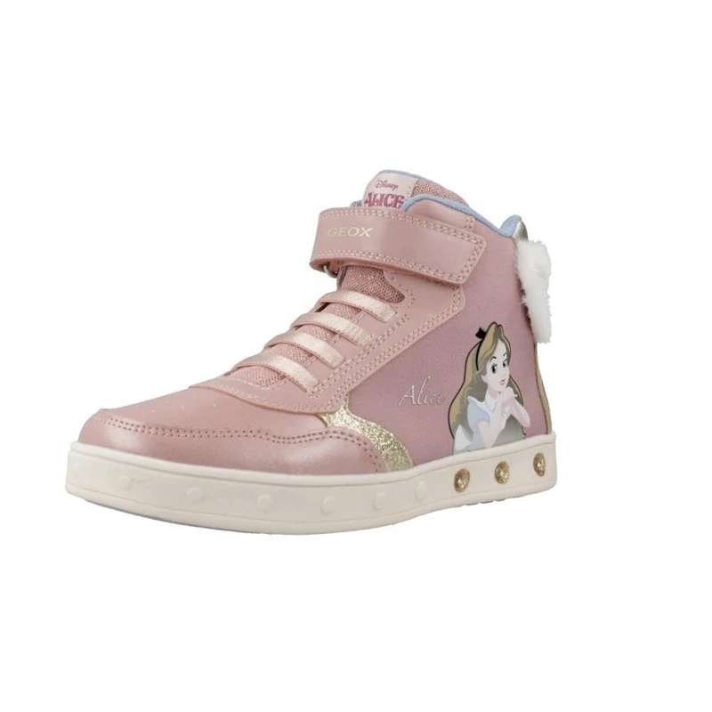 Geox J Skylin Girl G, Sneaker, LT Rose/Platinum,