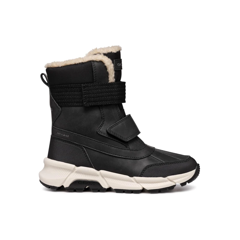 Geox J FLEXYPER PLUS BOY, Snow Boot, Black,