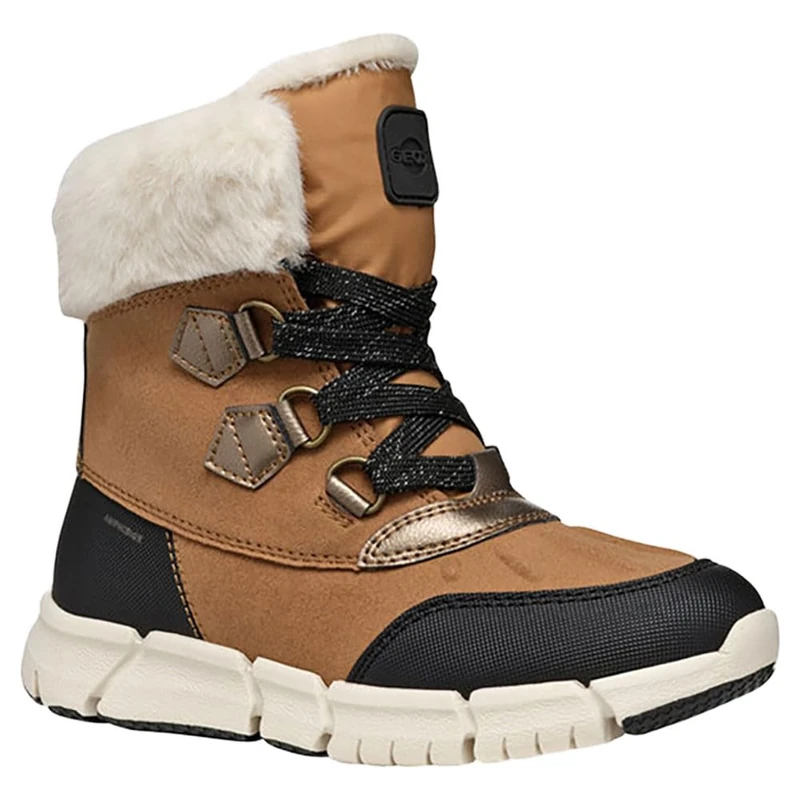 Geox J FLEXYPER GIRL B AB, Snow Boot, WHISKY/BLACK,