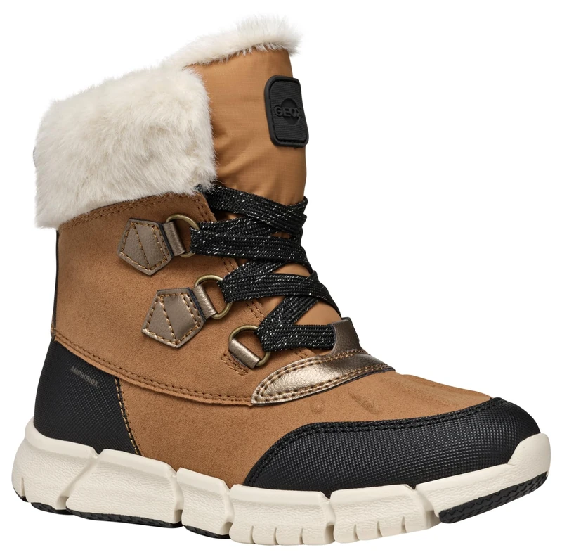Geox J FLEXYPER GIRL B AB, Snow Boot, WHISKY/BLACK,