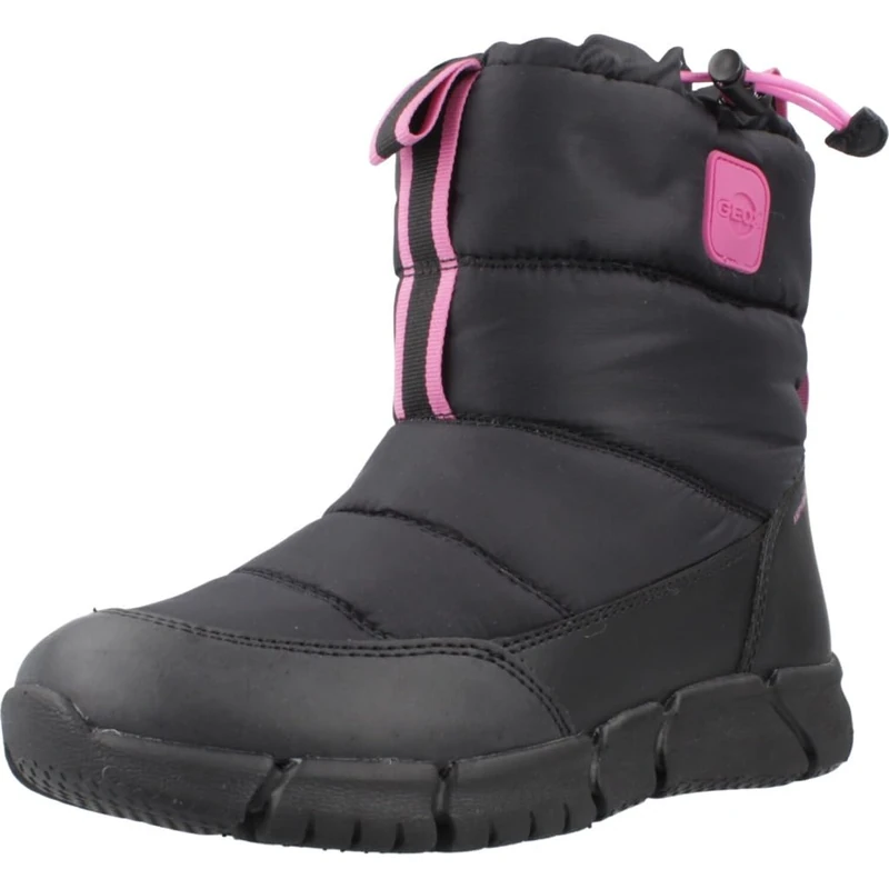 Geox J FLEXYPER GIRL B AB, Snow Boot, BLACK/FLUO FUCHSIA,