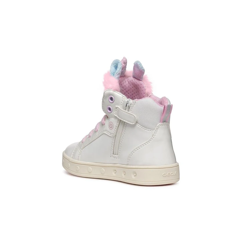 Geox J Skylin Girl A, Sneaker, White/Multicolor,