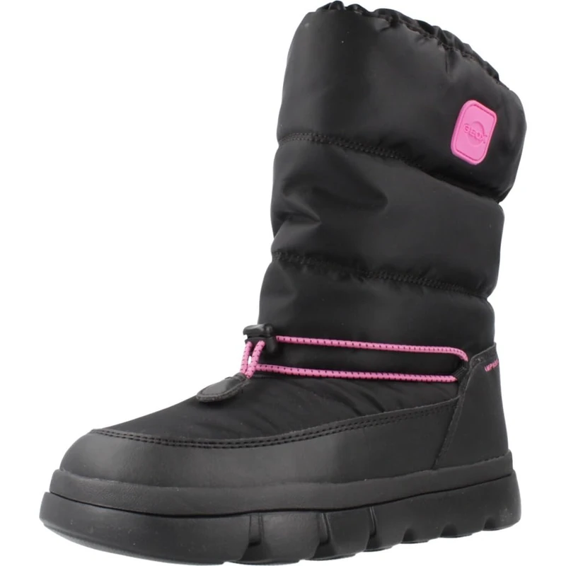 Geox J WILLABOOM GIRL B A, Snow Boot, BLACK/FUCHSIA,