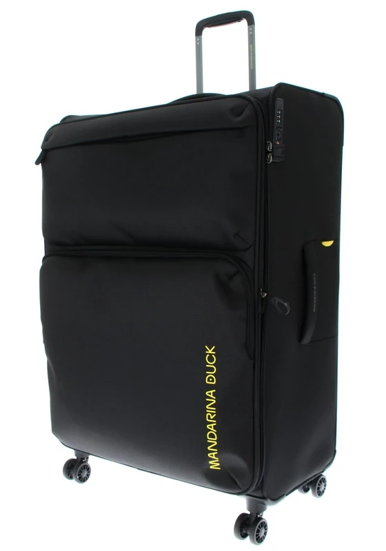 Mandarina Duck Zephyr Trolley XL EXP, Black, 52 cm (L) x 31.5 cm (W) x 83 cm (H), Trolley XL espandibile in Tessuto morbido ad effetto 3D