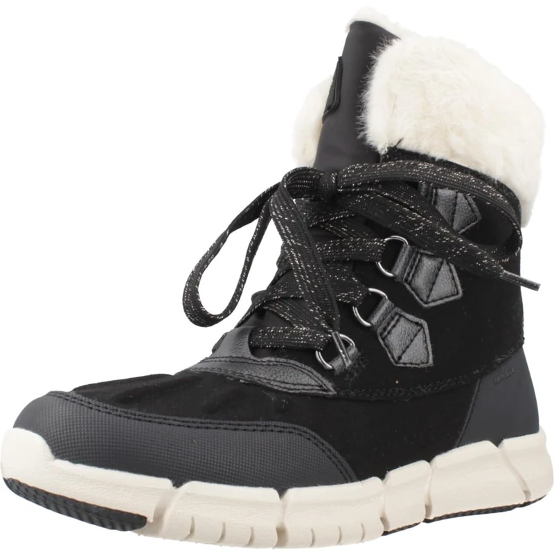 Geox J FLEXYPER Girl B AB Snow Boot, Black/Milk, 2 UK