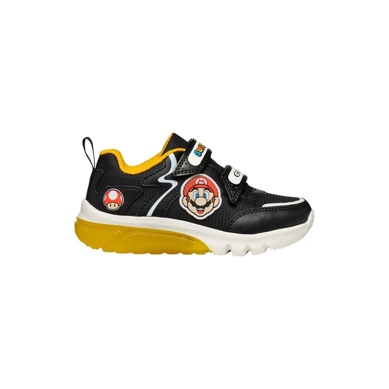 Geox J CIBERDRON BOY I Sneaker, Black/Yellow, 0.5 UK