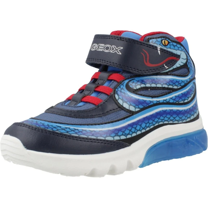 Geox J CIBERDRON BOY B Sneaker, Navy/Sky, 4.5 UK