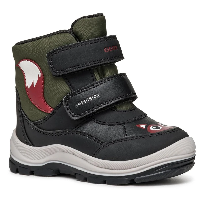 Geox B FLANFIL BOY B ABX, Snow Boot, BLACK/DK GREEN, - Image 1