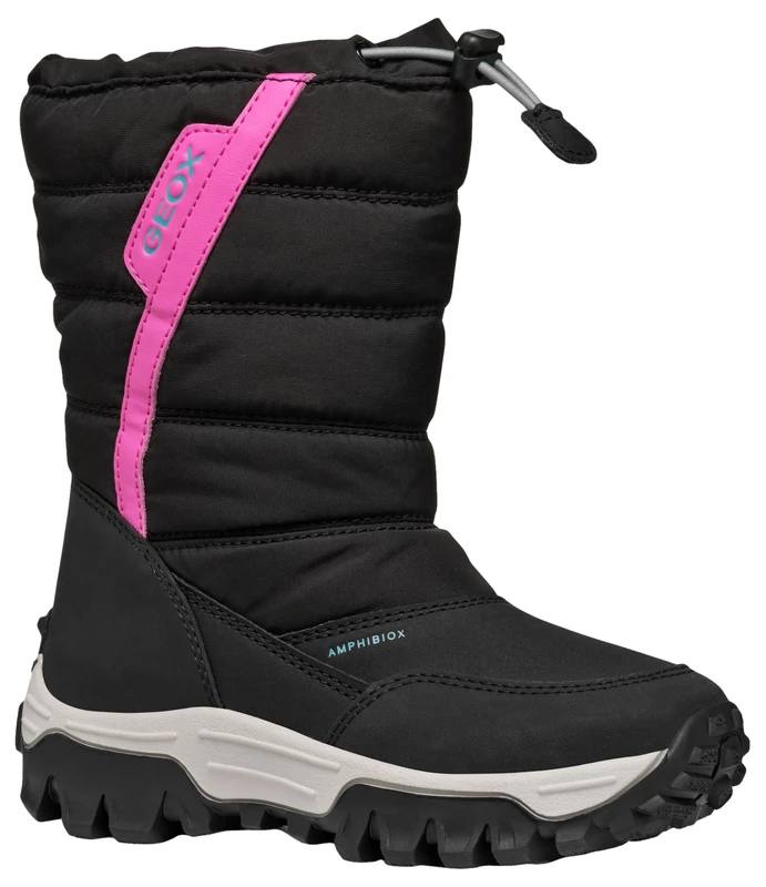 Geox J HIMALAYA GIRL B AB, Snow Boot, BLACK/FUCHSIA,