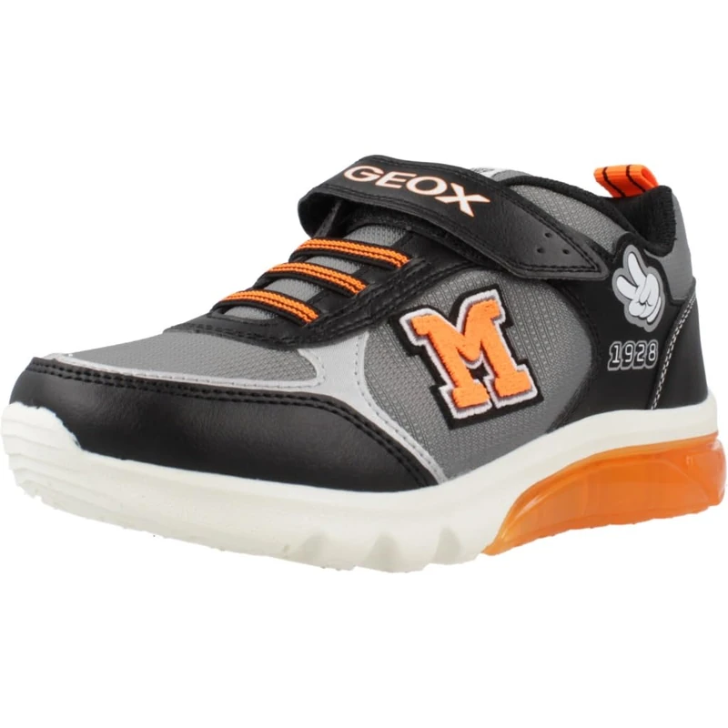 Geox Boys J Ciberdron Boy H Sneaker, Black Silver, 0.5 UK