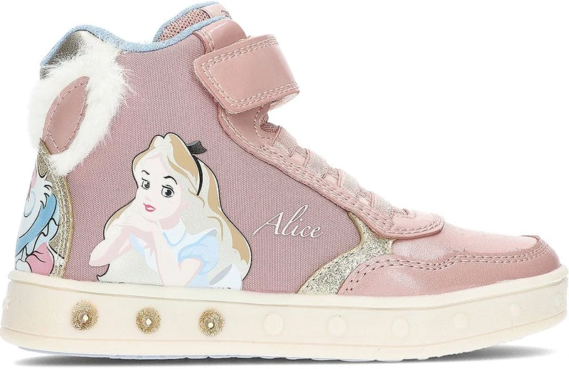 Geox J Skylin Girl G, Sneaker, LT Rose/Platinum,