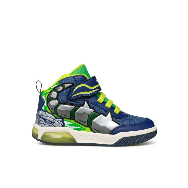 Geox J INEK BOY C Sneaker, Navy/Lime, 0 UK