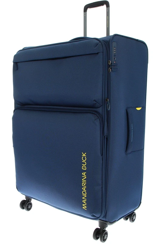 Mandarina Duck Zephyr Trolley XL EXP, Dress Blue, Trolley XL espandibile in Tessuto morbido ad effetto 3D