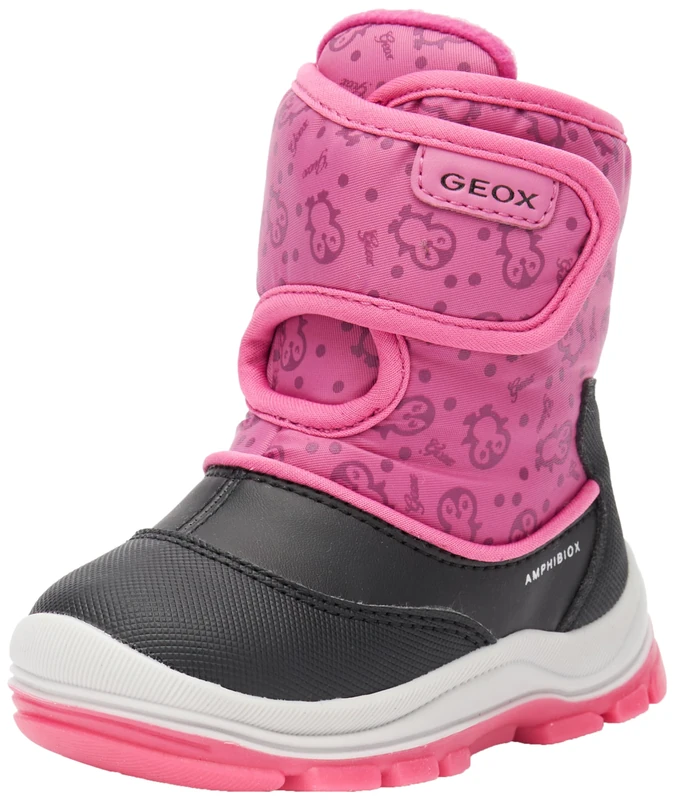Geox Baby FLANFIL Girl B ABX Snow Boot, Black/Fuchsia, 3 UK Child - Image 1