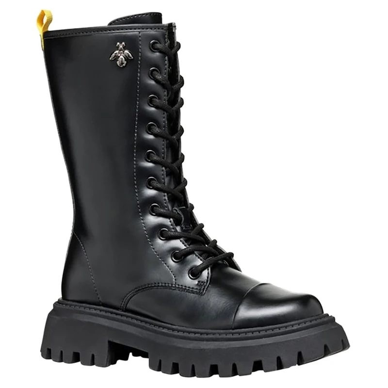 Geox J MAQUINNENS GIRL C, Mid Calf Boot, Black,