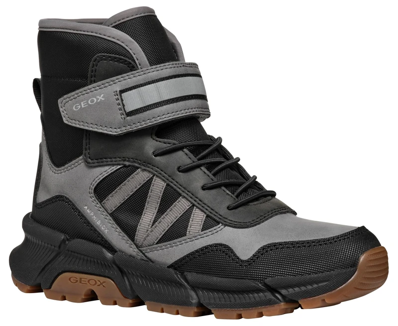 Geox J FLEXYPER PLUS BOY, Snow Boot, GREY/BLACK,